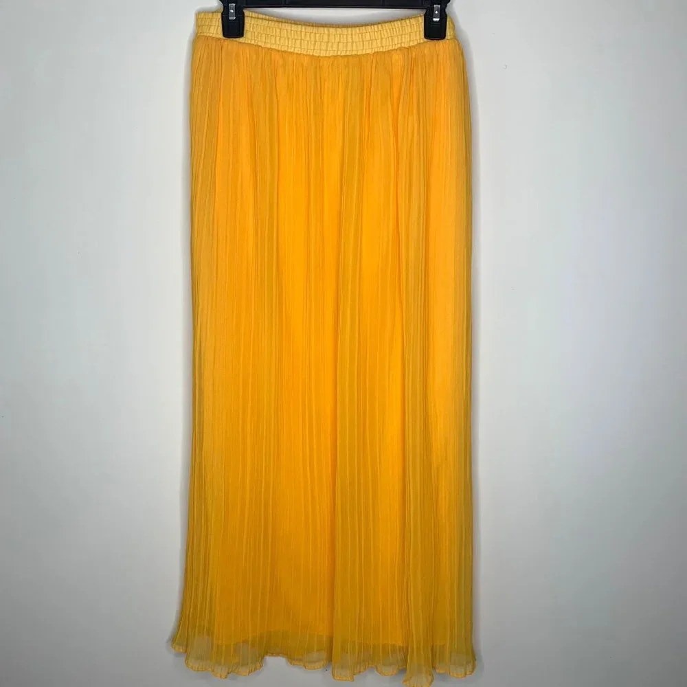 RESCALA Vintage Yellow Pleated Full Length‎ Skirt OS
